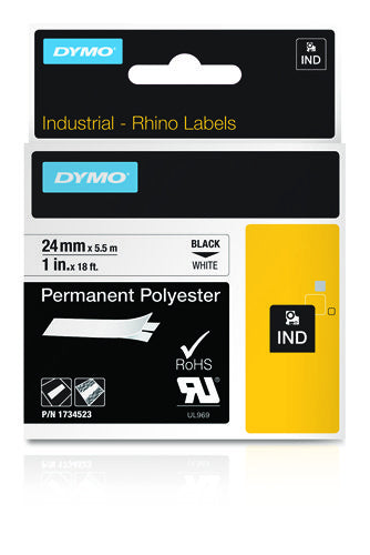 DYMO Schriftband – 24 mm × 5,5 m, weiss, schwarz