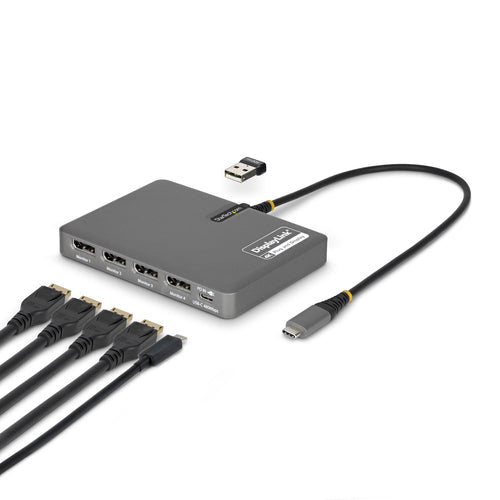 StarTech.com QUAD-USB-DP-ADAPT USB-C zu 4× DisplayPort Multi-Monitor-Adapter – 4K @ 60 Hz, USB 3.2 Gen 1