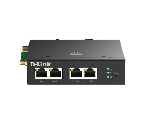 D-Link DWM-314-T – LTE Router, 4× Fast Ethernet (10/100 Mbit/s), 1× SIM, 9–36 V, DIN-Schiene, Schwarz