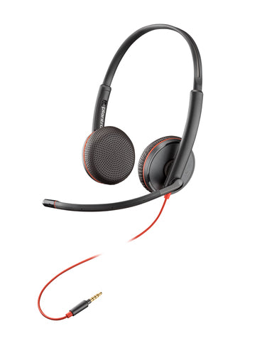 Poly Blackwire C3225 Top Office-Headset – On-Ear, Stereo, Kabelgebunden, 3,5 mm Klinke, Schwarz