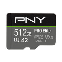 PNY Pro Elite PSDUX512U microSDXC 512 GB – UHS-I, Klasse 10, U3, V30, A2, 100/90 MB/s, inkl. SD-Adapter