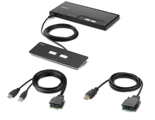 Belkin PP4.0 – KVM-Switch 2×1, HDMI, modular, sicher, mit Fernbedienung