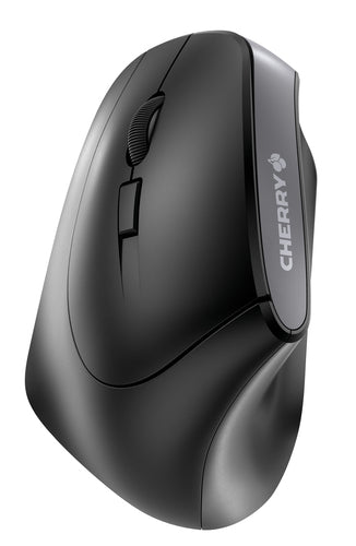 CHERRY MW 4500 Ergonomische Maus – kabellos, USB-A, 1'200 dpi, 6 Tasten, für Linkshänder, schwarz/grau