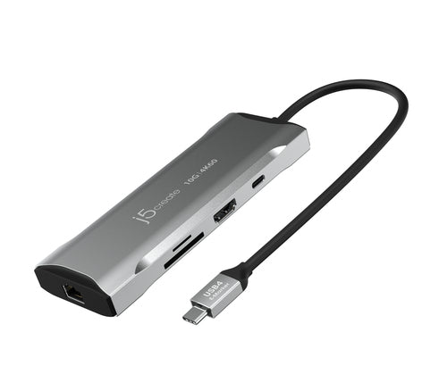 j5create JCD393-N Multiport-Adapter – USB-C, 1× HDMI, 2× USB-A, 2× USB-C, 100 W PD, GbE, SD/microSD