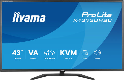 iiyama Monitor, 43" 3840 × 2160 (UHD 4K), 120 Hz, USB-C