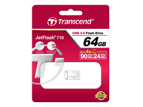 Transcend JetFlash 710 USB-Stick – 64 GB, USB 3.0, Silber