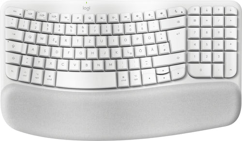 Logitech Wave Keys für Mac – Tastatur, kabellos (Bluetooth), DE-Layout (DE), ergonomisch, Weiss – für macOS