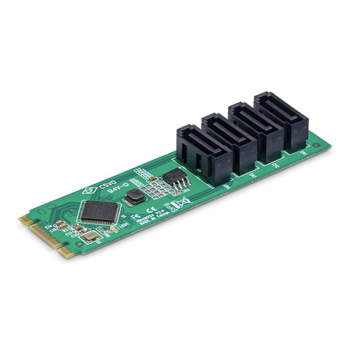 StarTech.com M.2 zu 4× SATA Adapterkarte – PCIe 3.0, 4× SATA, Hot-Swap, Port-Multiplier – Grün
