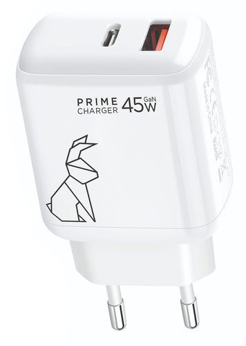 Rabbiter POWER45W DUAL-LADEGERÄT USB-Ladegerät 45 W – USB-C×1, USB-A×1 – GaN – Weiss