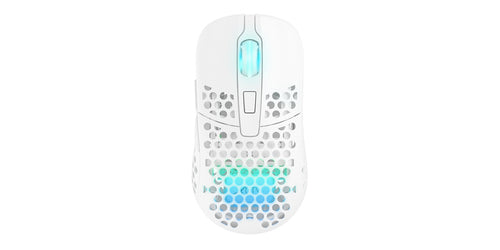 CHERRY XTRFY M42 – Gaming-Maus – Kabellos (2,4 GHz), 19000 DPI, RGB-Beleuchtung, beidhändig, Weiss