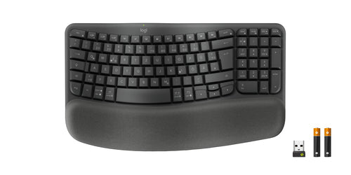 Logitech Wave Keys für Business – Tastatur, kabellos (Bluetooth/2,4 GHz), DE-Layout (DE), Graphit