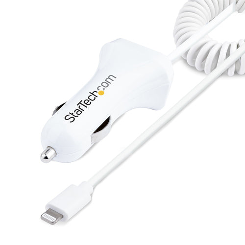StarTech.com Lightning Auto-Ladegerät 2 Ports – Auto-Ladegerät – 12 W, 1× USB‑A + Lightning, 1 m Kabel – Weiss