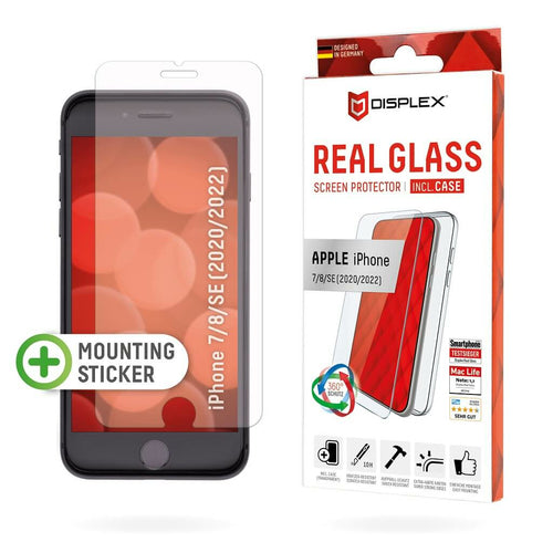 EVI Echtglas + Hülle – iPhone 6/7/8/SE (4,7") DISPLEX, Transparent