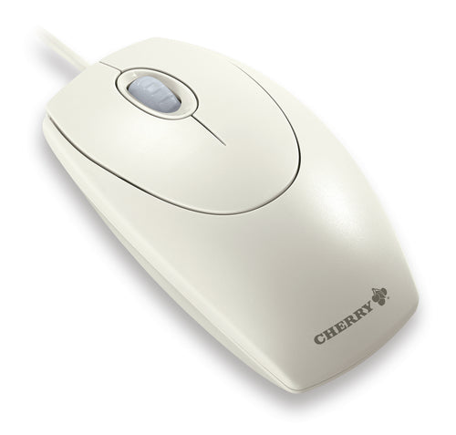 CHERRY M-5400 WheelMouse Optical Maus – kabelgebunden, USB-A + PS/2, 1'000 dpi, 3 Tasten, beidhändig, hellgrau