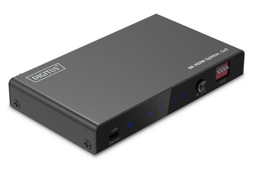 Digitus HDMI-Splitter 1×2 – 8K UHD, HDMI 2.1, 60 Hz (4:4:4), EDID – Schwarz, Metall