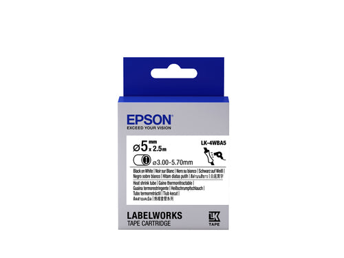 Epson Schriftband – 5 mm × 2,5 m, weiss, schwarz – LK-4WBA5