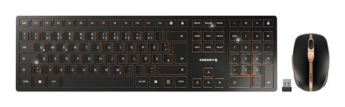 CHERRY Desktop DW 9100 SLIM – Tastatur, kabellos (Bluetooth/2,4 GHz), DE-Layout (DE), aufladbar
