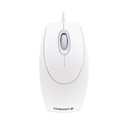 CHERRY WHEELMOUSE Maus – kabelgebunden, USB-A, 1'000 dpi, 3 Tasten, beidhändig, weiss/grau