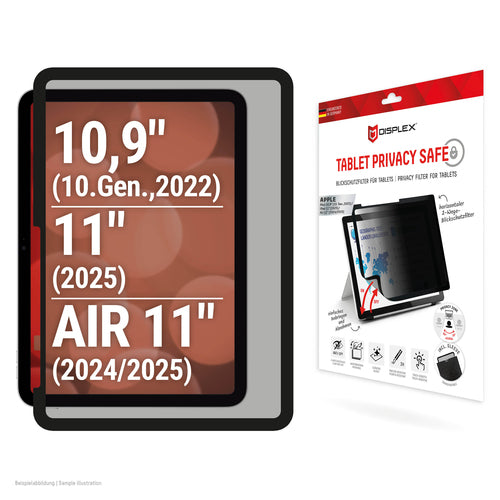 Displex Blickschutzfilter 10,9", 3H, Anti-Fingerprint – für iPad 10,9/11", iPad Air 11"