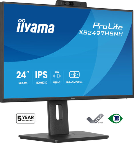 iiyama ProLite XB2497HSNH-B1 – 23,8", 1920 × 1080 (Full HD), IPS, 100 Hz, USB-C 65 W, Webcam, LAN