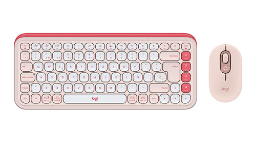 Logitech POP Icon Combo – Tastatur-Maus-Set – Mini – Bluetooth 5,1 – QWERTY (ES) – Pink/Weiss