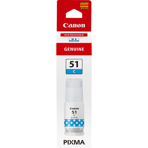 Canon Tintenpatrone GI-51, cyan, ca. 70 ml – für Inkjetdrucker und Multifunktionsgeräte