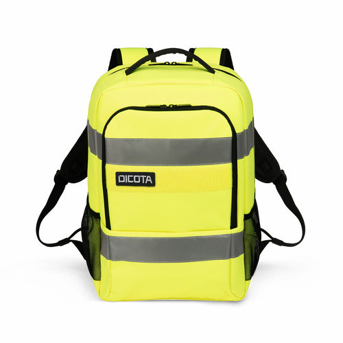 DICOTA Notebook-Rucksack – 24 l, rPET, Gelb/Schwarz, Reflektierende Elemente