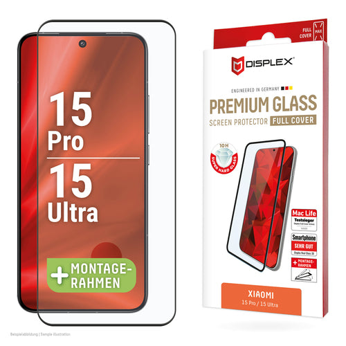 Displex Displayschutz (Panzerglas), Full Cover – für Xiaomi 15 Pro/15 Ultra – mit Applikator