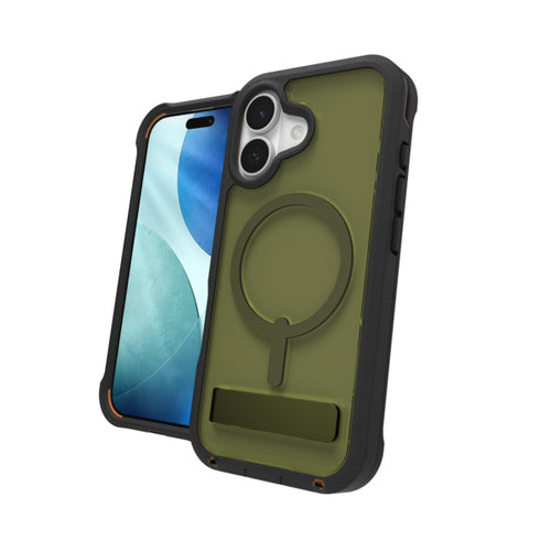 ZAGG Backcover – für Apple iPhone 17, MagSafe, mit Ständer, Graphen, Grün, bis 7 m sturzsicher