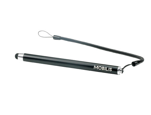Mobilis Eingabestift für kapazitive Touchscreens – mit Spiralkordel, 10er Pack – Schwarz