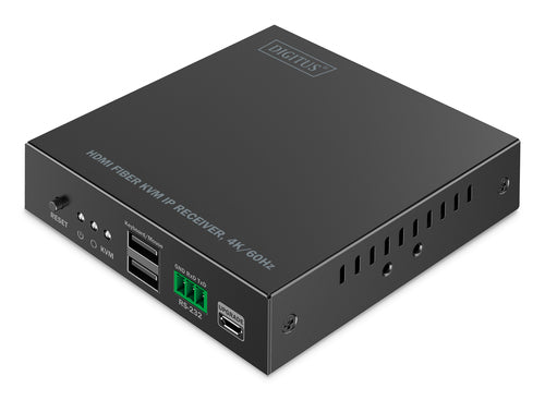 Digitus HDMI KVM-Extender über Glasfaser bis 40000 m, 4K (3840 × 2160), 18 Gbit/s, Empfänger, RS-232