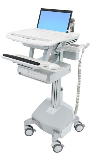 Ergotron StyleView SV44-1112-C – Laptop-Computerwagen, 1 Schublade, mit LiFe-Akku, bis 17,3", Grau/Weiss