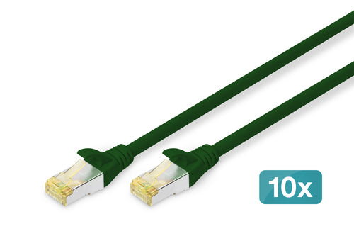Digitus CAT 6A Patchkabel – 3 m, Grün, geschirmt – 10 Stk.