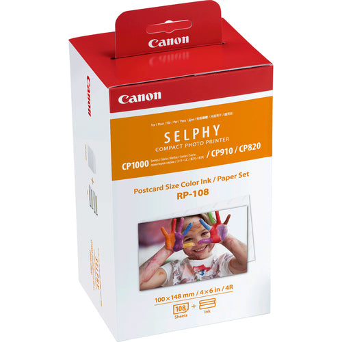 Canon Selphy Papier-Set – glänzend, 100 × 148 mm, 260 g/m², 108 Blatt, inkl. 2 × Farbband – für Canon Selphy
