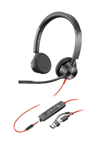 Poly Blackwire 3325 Office-Headset – On-Ear, Stereo, Kabelgebunden, USB-C + 3,5 mm Klinke, Schwarz