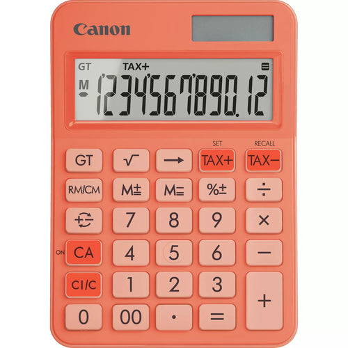 Canon Tischrechner LS-125KB – 12-stellig, LCD, Solar + Batterie, Orange, 106×147×25 mm