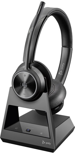 Poly Savi 7320 Office-Headset – On-Ear, Stereo, DECT, mit Basisstation, Schwarz