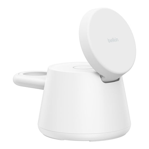 Belkin UltraCharge 3-in-1 Ladeständer – Qi2 – 45 W/25 W – für Smartphone/Smartwatch/Kopfhörer – Weiss