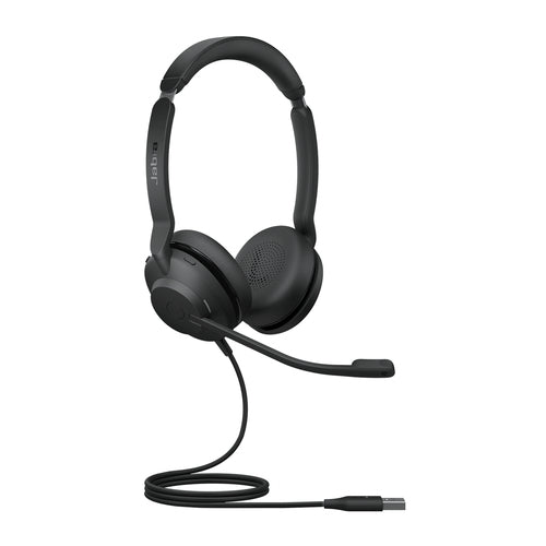 Jabra Evolve2 30 SE USB‑A – Duo Headset – USB‑A, klappbares Boom-Mikrofon, Beamforming – schwarz – für PC/Mac