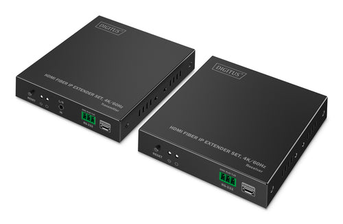 Digitus HDMI-Faser-IP-Extender-Set (Sender und Empfänger) – 4K UHD, 60 Hz, SFP, 40 km – Schwarz