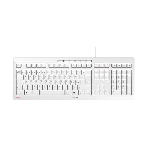 CHERRY Stream – Tastatur, kabelgebunden (USB), Nordisch, Fullsize (mit Ziffernblock), mechanisch, Grau