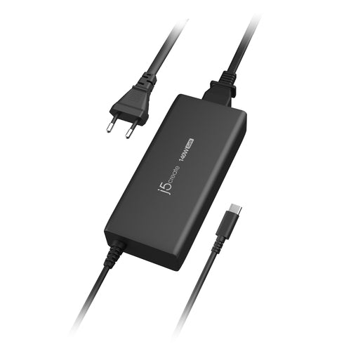 j5create USB-Ladegerät 140 W – USB-C×1 – PD 3.1, GaN, EU-Stecker (Typ C) – Schwarz