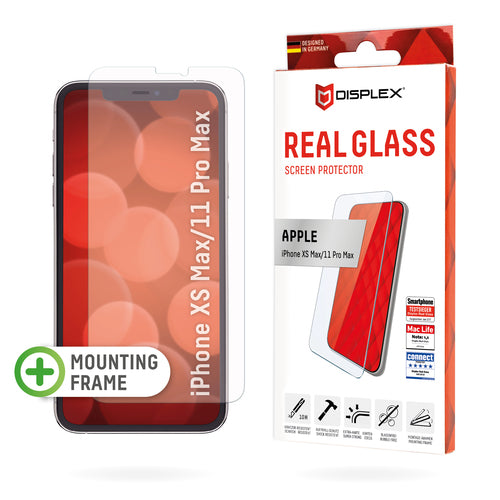 Displex Displayschutz (Panzerglas), Hüllenfreundlich – für iPhone XS Max/11 Pro Max – mit Applikator