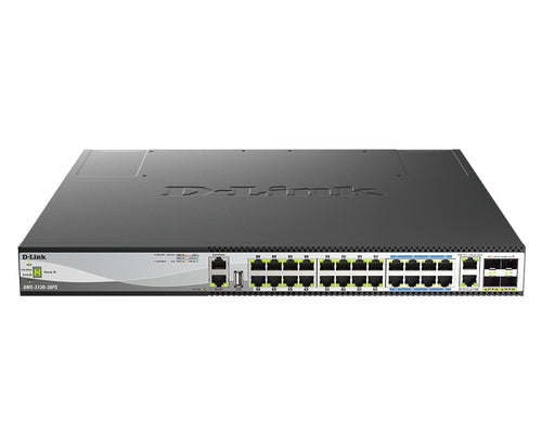 D-Link DMS-3130-30PS/E – Managed Switch – 16×2.5G, 8×5G, 2×10G, 4×SFP28, L3, PoE++ 740 W, 19" Rack