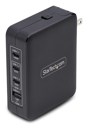 StarTech.com USB-Wandladegerät 140 W – PD 3,1, PPS, GaN – International – USB-C×3, USB-A×1 – Schwarz