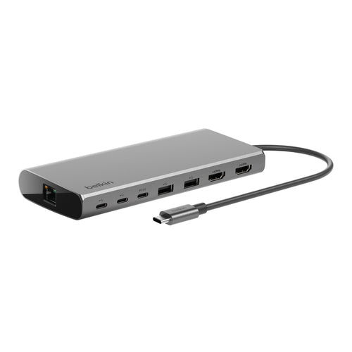 Belkin INC015BTSGY-CZ Multiport-Adapter – USB-C, 2× HDMI, 100 W PD, GbE, für Windows/Mac/iPadOS