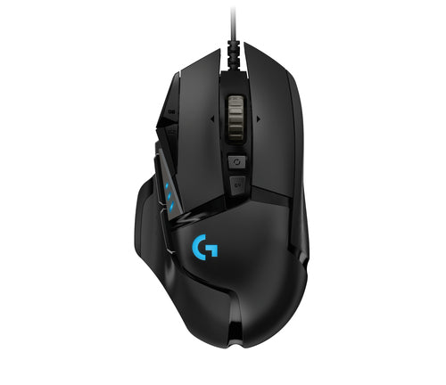 Logitech G G502 HERO – Gaming-Maus – Kabelgebunden (USB‑A), 25600 DPI, RGB-Beleuchtung, rechts, Schwarz
