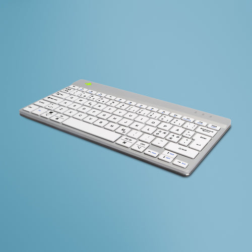 R-Go Tools Compact Break – Tastatur, kabellos (Bluetooth), US-Layout (EN), ergonomisch, weiss