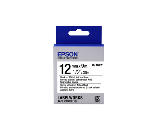 Epson Schriftband – 12 mm × 9 m, weiss, schwarz – LK-4WBW
