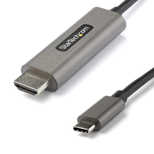 StarTech.com USB-C auf HDMI Kabel HDMI 2.0 4K 60 Hz – 1 m – aktiv, HDR – Schwarz/Silber